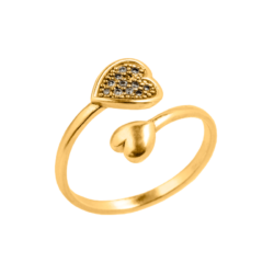 anillo corazones circonitas oro amarillo