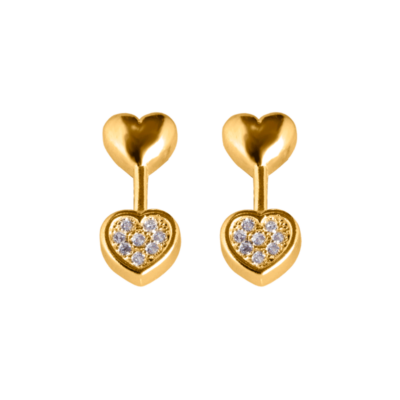 pendientes corazones circonitas oro amarillo